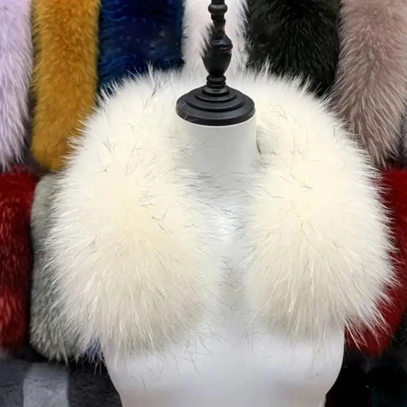 Real Raccoon Fur Collar For Women Winter Thick Neck Warmer Fur Scarves Natural Fur Collar Keep Warm Coat Jacket Fur Shawl - view 2