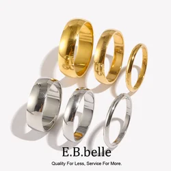 Size 5-10 Waterproof Stainless Steel Ring Gold Plated Silver Color 2mm 4mm 6mm Basics Rings For Men Women Stackable Rings