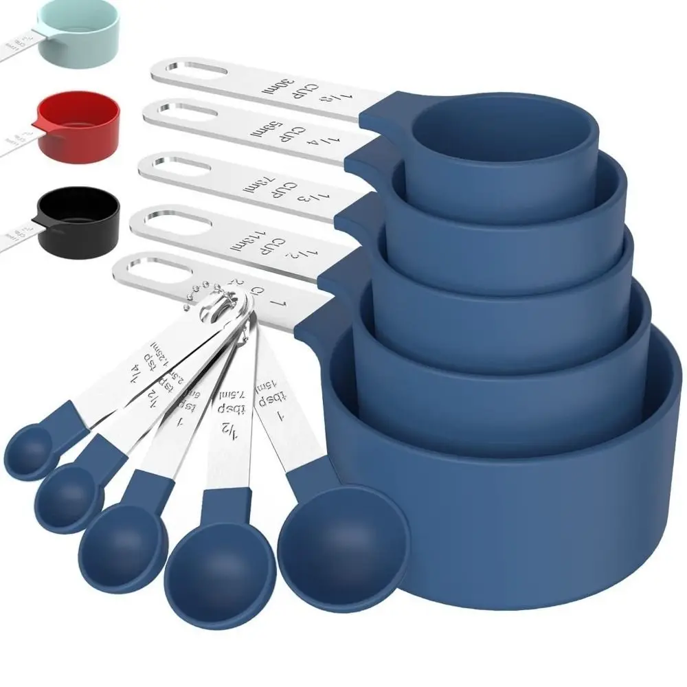 10PCS Plastic Measuring Spoons Set Graduated Multi Purpose Nesting Measure Cup Stackable Classic Design