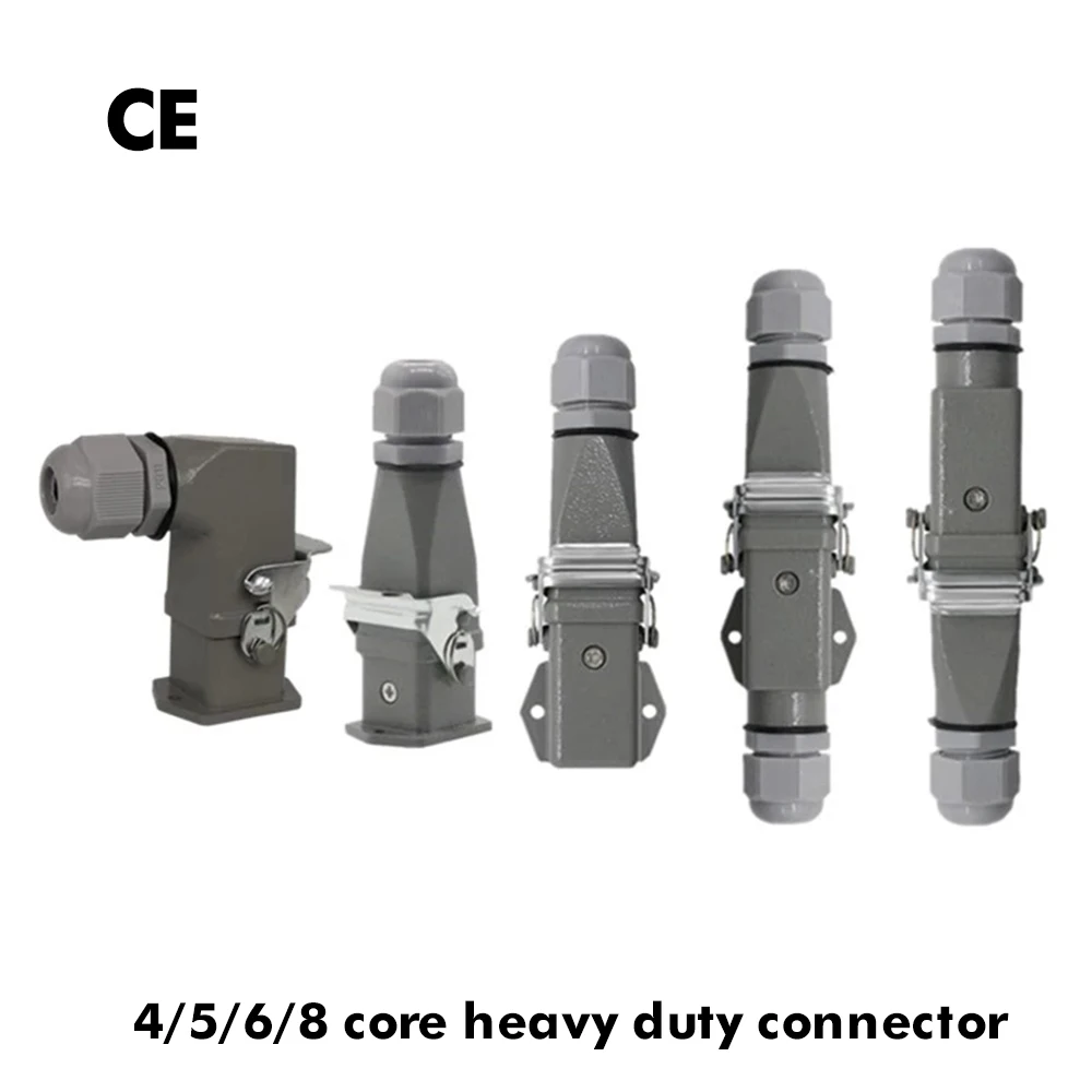 Heavy Load Connector HDC HA 4 5 6 8 Pins Industrial Waterproof Rectangular Connector Aviation Plug Socket 10A