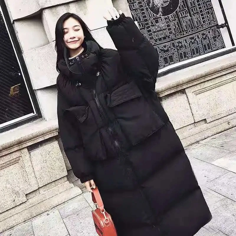 New Down Cotton Jacket Winter Women\'s Thickened Korean Long Section Large Size Winter Warm Extended Jacket Coat