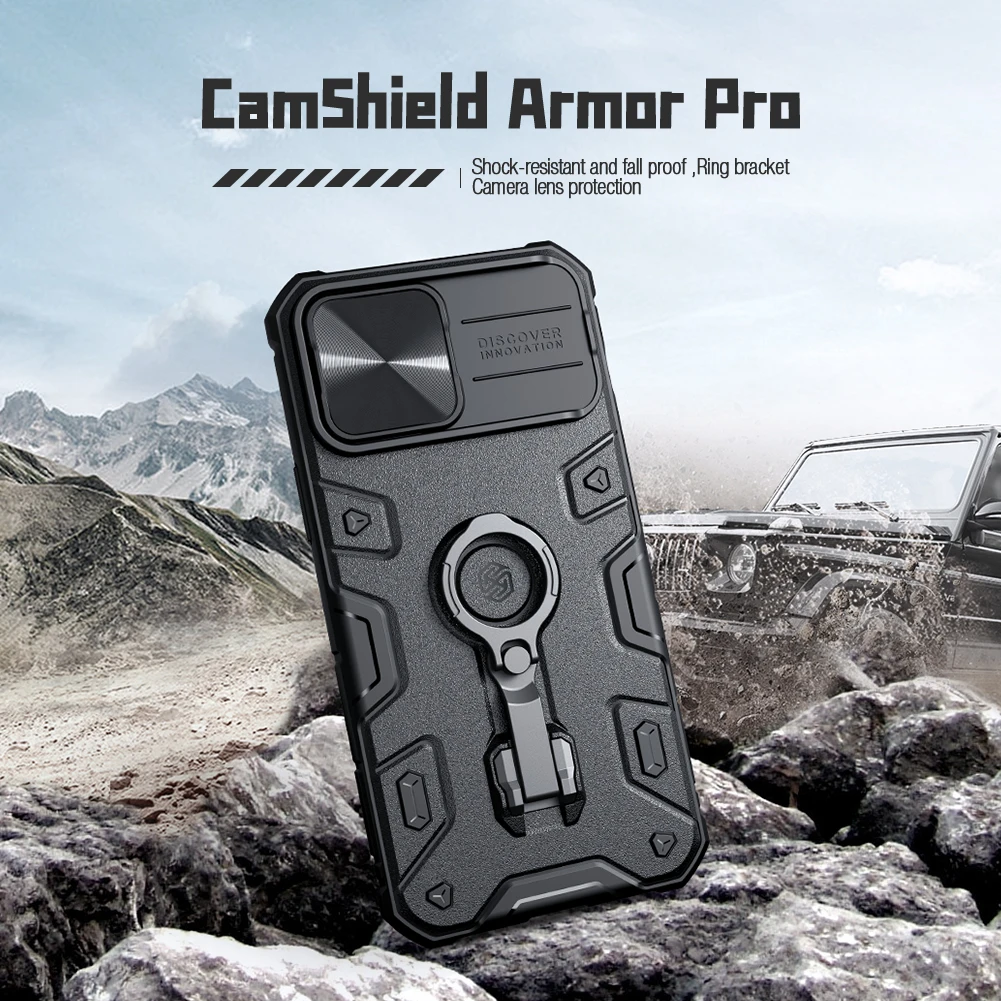 For iPhone 14 Pro For iPhone 13 Pro Max Case NILLKIN CamShield Armor Pro Case with Camera Cover and Kickstand Shock Resistant