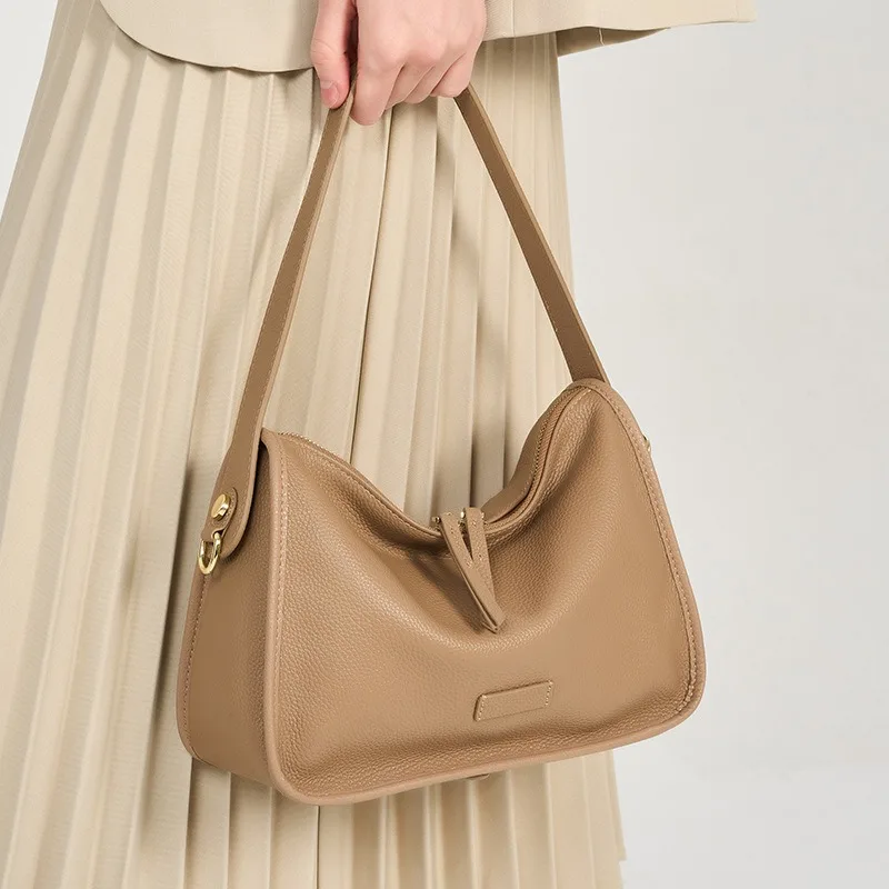 

Genuine Top Layer Cowhide Tote Bag for Women 2025 New Designer Luxury Pillow Bag Retro Minimalist Crossbody Shoulder Bag Commute