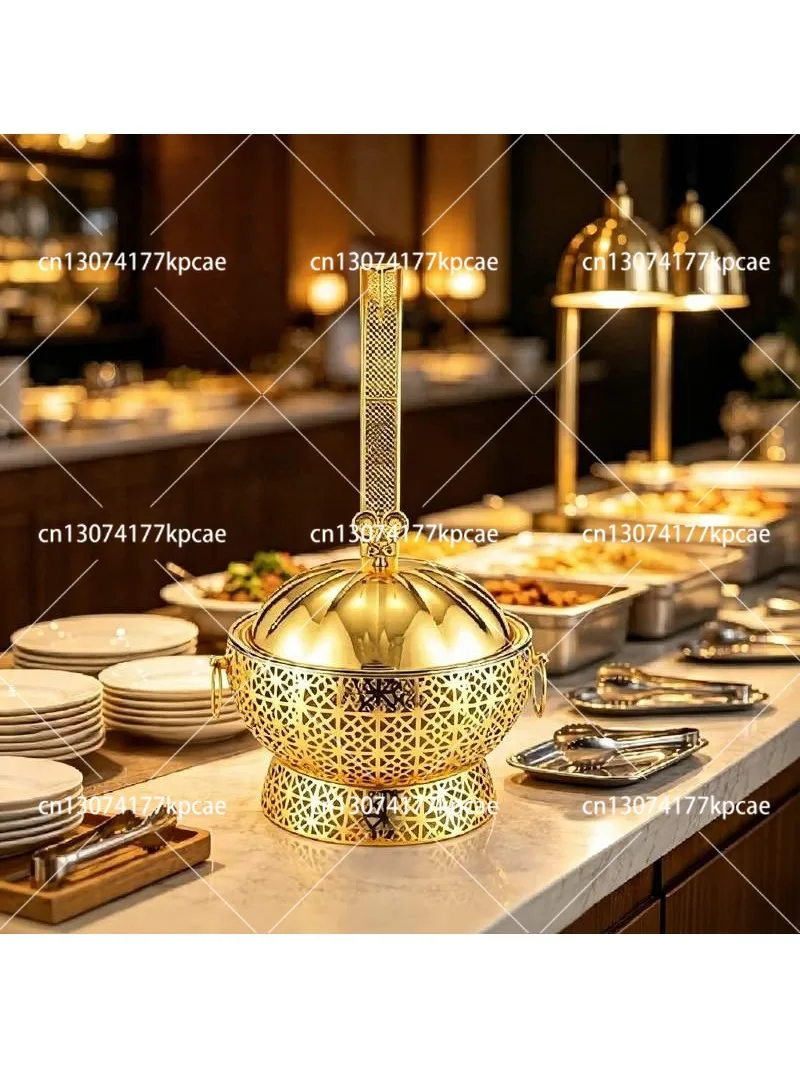 Buffet Warmer Golden Hollow Stainless Steel Alcohol Food Heater For Hotel Restaurant Banquet Catering Party