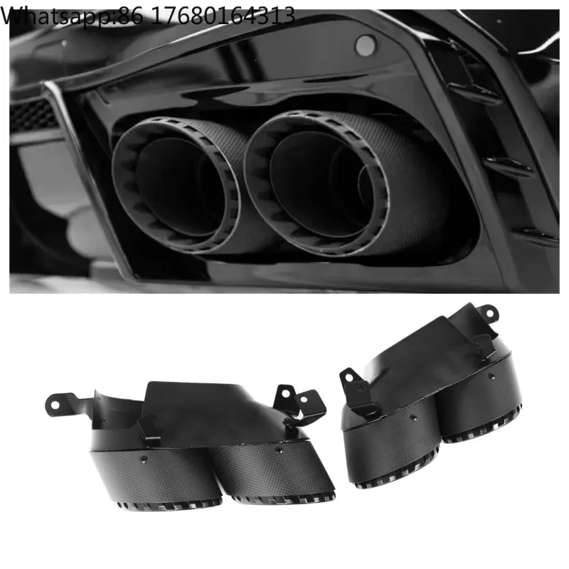 For Carbon Fiber+304 SUS Stainless Steel Quad Exhaust Tips for BMW X5 G05 X6 G06 X7 G07 M Sport Tail Throat Exhaust Tips