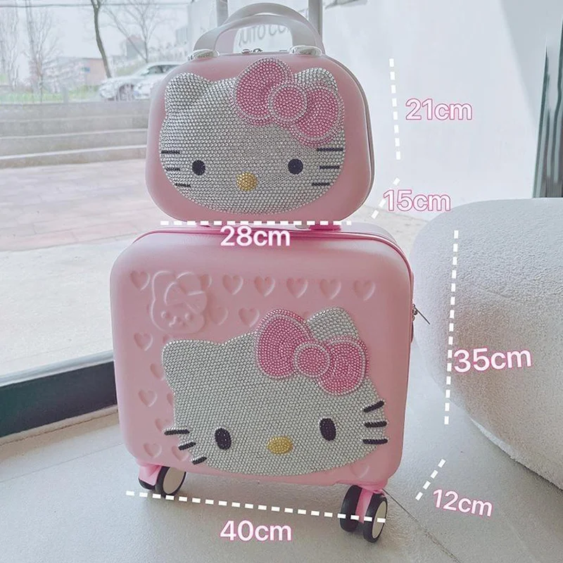 Original Hello Kitty Suitcase Cartoon Travel Cosmetic Case Large-capacity Multi-functional Simple With Lock Cute Handmade Gifts