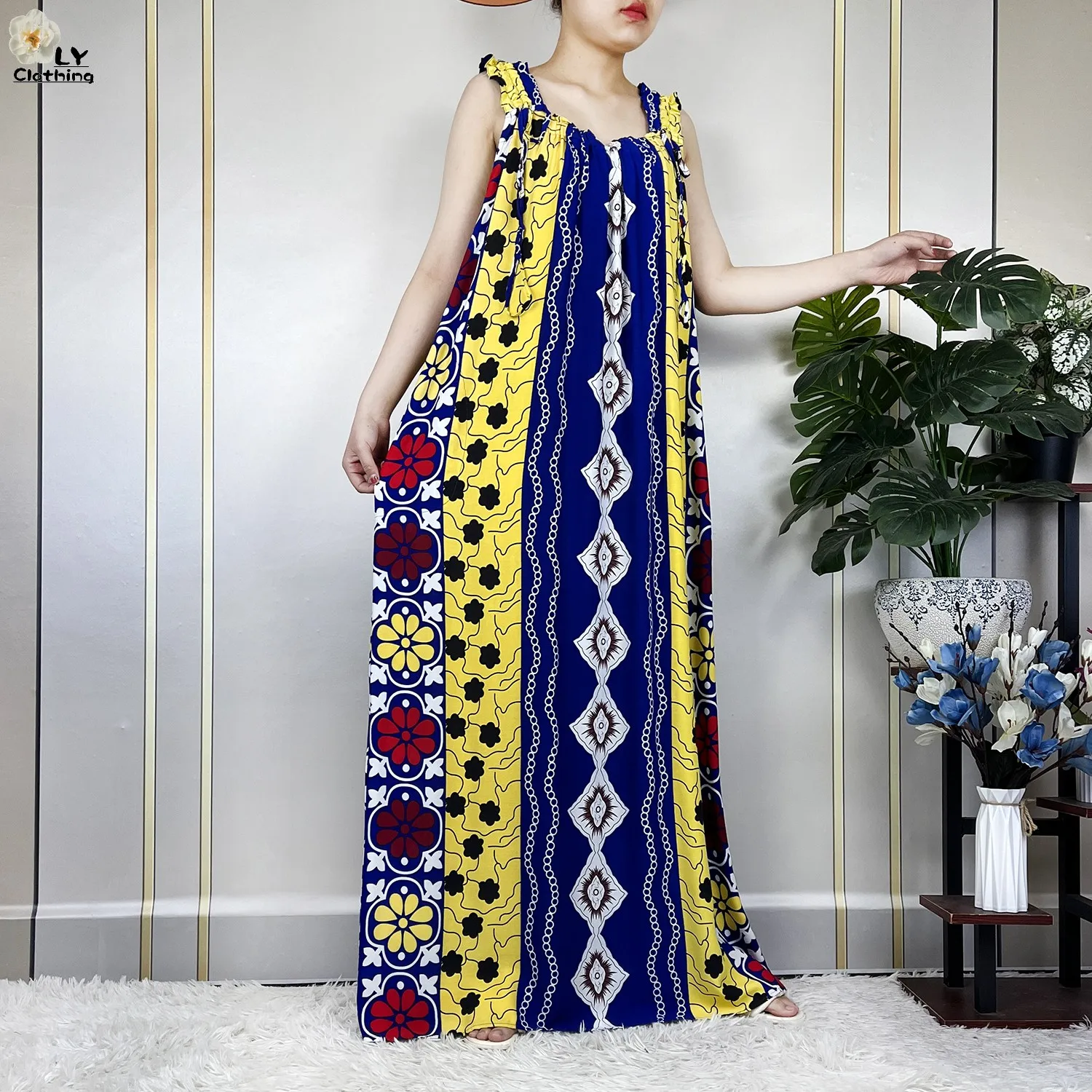 Vestido africano Dashiki sin mangas para mujer, caftán suelto con bufandas, elegante, de algodón, Dubai, novedad de verano, 2023