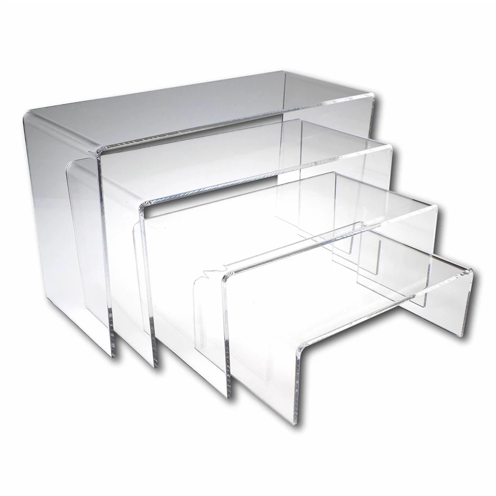 

4Pcs U Shape Acrylic Storage Stand Clear Desktop Organizer Shoe Display Jewelry Holder Table Container Desktop Storage Rack
