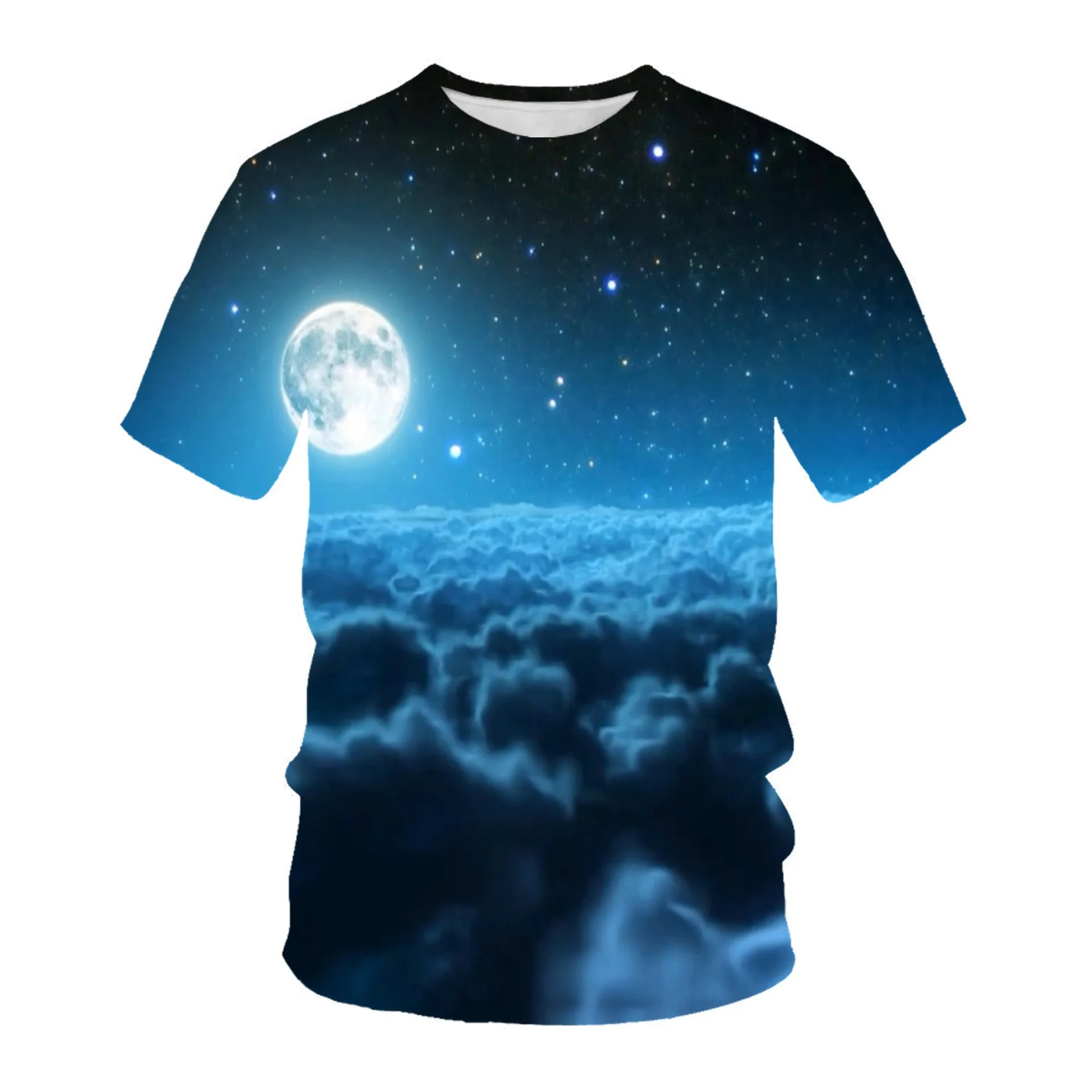 

Fashion Moon Pattern 3D Print Short Sleeve T-shirt Space Planet Graphic T Shirts For Men And Women Summer Breathable O-neck Tops