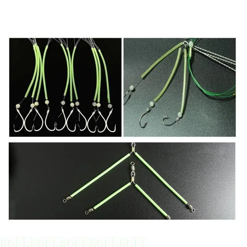 

R6FE 0.8/1/1.2/1.5/1.8/2mm Fishing Rig Hook Line Tubing Silicone Glow Pipe Glow Tube Rig Sleeves Glow in Dark Tubing