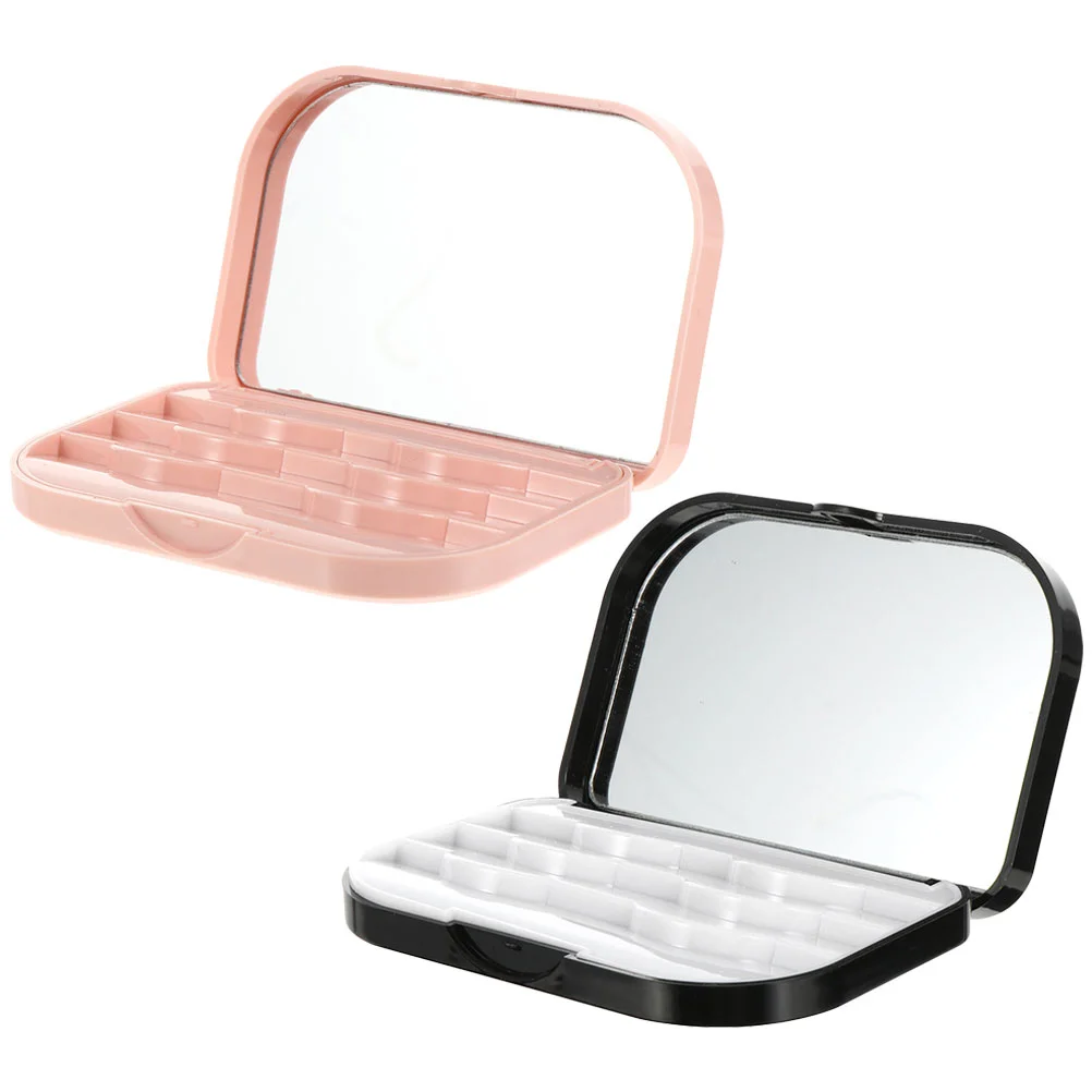 

2 Pcs Eyelash Storage Box Makeup Mirror Case ganizer Travel Essential False Lash Holder Beauty ganizer Lash Packaging Box