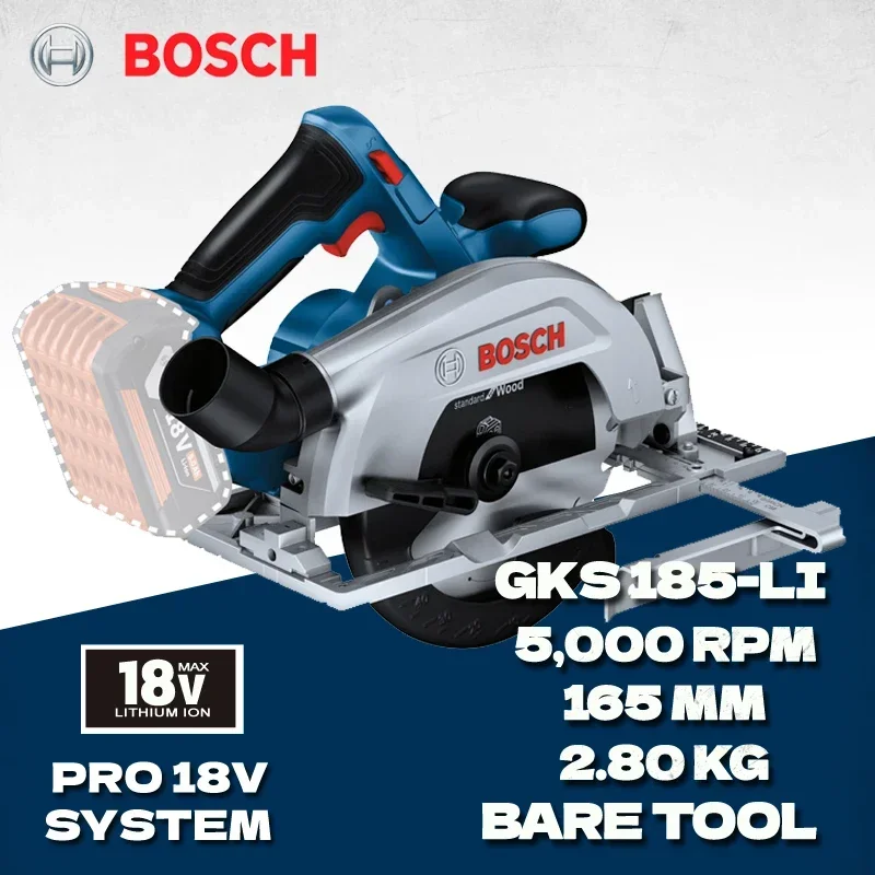 Bosch GKS 185-LI Cordless Circular Saw Tool Only Brushless Motor 165mm Blade Cutting Machine For Woodworking 18V Power Tools