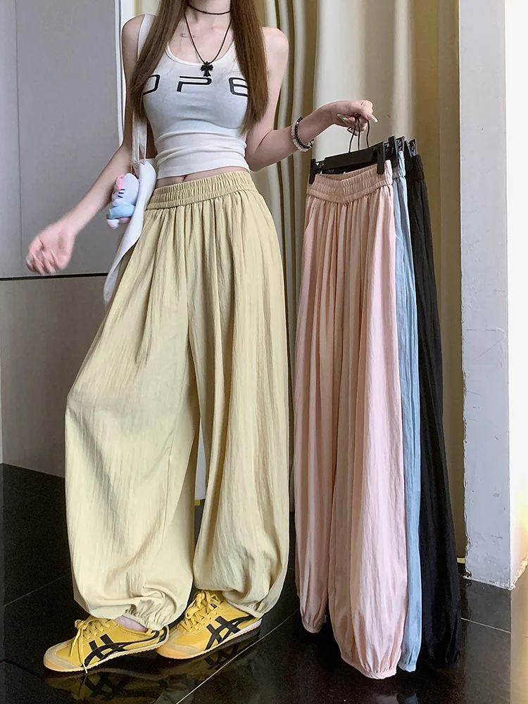 

Casual Fashionable Summer Lazy Lantern Pants plus Size Loose Slim Elastic Waist Cuffed Women's Pants Comfortable Breathable