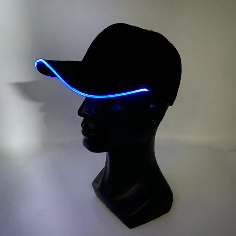 Glowing Baseball Cap NightClub Masquerade Riding Light Up Supplies Hip-hop Black Hat Led Sports Glowing Fibre Baseball Hats