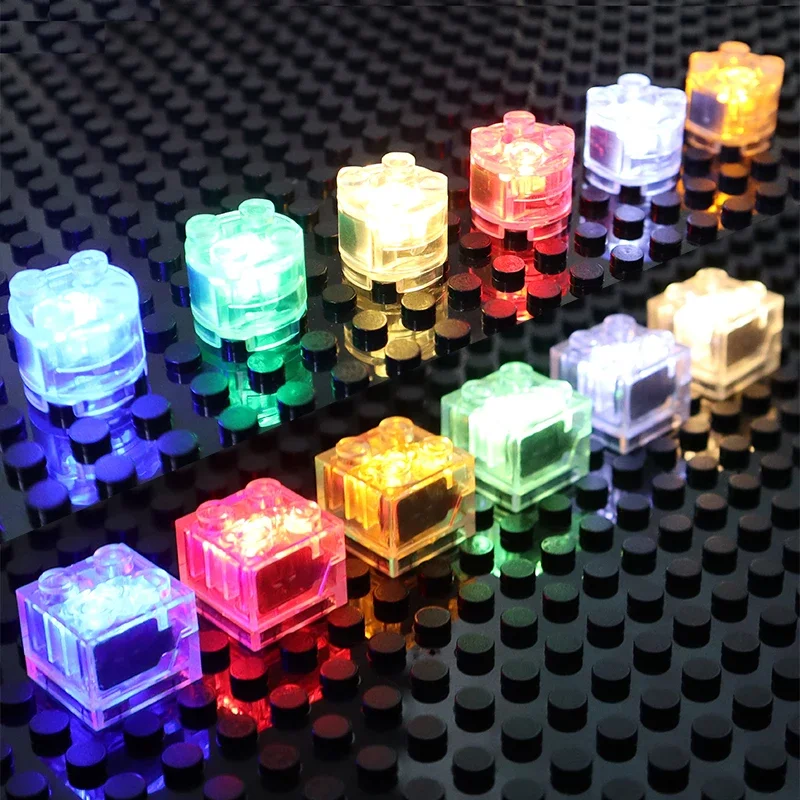 Building Blocks 2x2 Dot LED Colorful Accessories Classic Flashing Creative MOC Brick City Street LightEmitting Accessories Parts