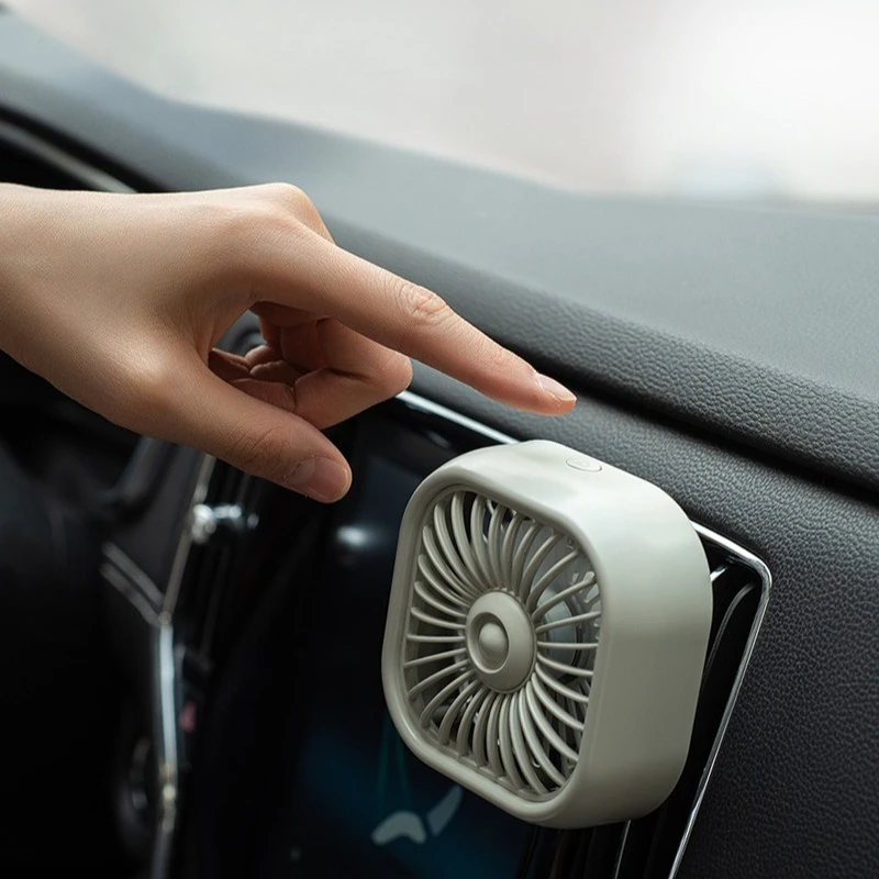 Summer New Mini USB Car Fan, 3 Speed Adjustable, Air Vent Mount with Colorful Light, Auto Cooling Fan Car Accessories