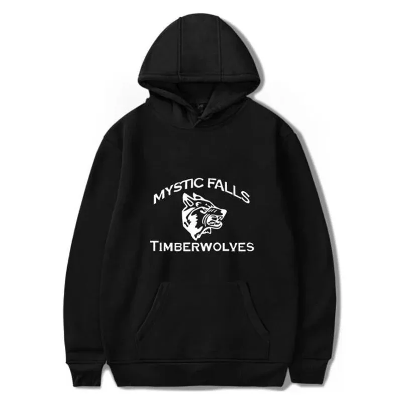 

The vampire daily hooded sweater salvatore 17 mystic falls timberwolves print oversized hooded sweaters male/female funny clothe