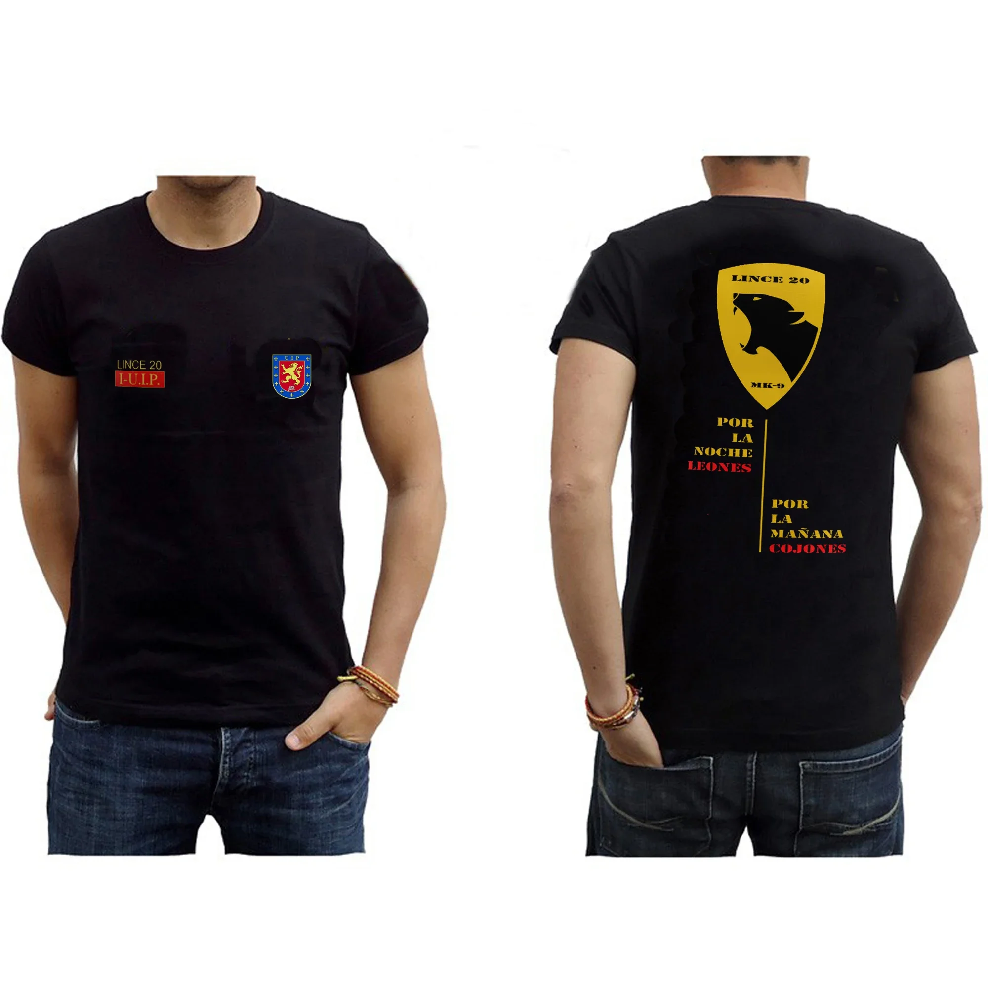 XXXIII Kurs UIP Lince 20. الشرطة الوطنية الإسبانية Camiseta. جديد 100٪ قطن قصير الأكمام س الرقبة تي شيرت عارضة الرجال الأعلى