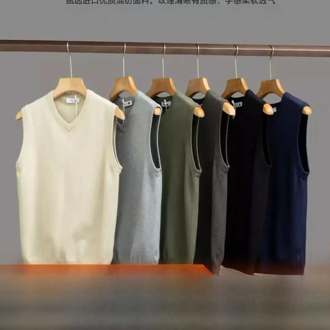  Knitted Vest ! New Autumn Arrival Sleeveless V-Neck Inner Wear Warm Standard Fit Youth Fashion Daily Wear Thin Model