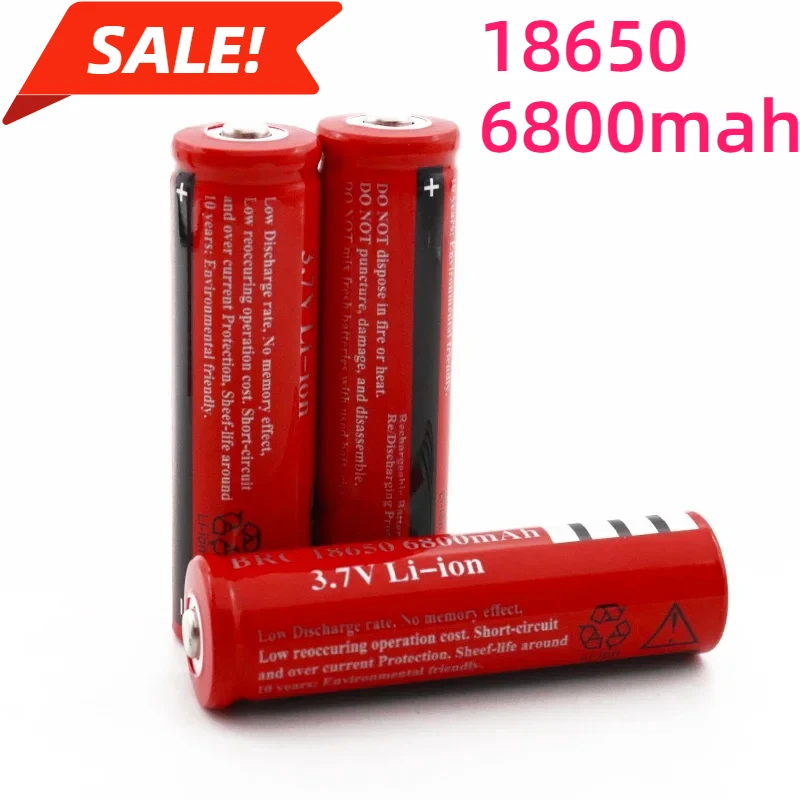 2024 New 18650 Battery 3.7v 6800mah Rechargeable Lithium-ion Battery for Headlamp Flashlight Lithium Game Console Toys Battery