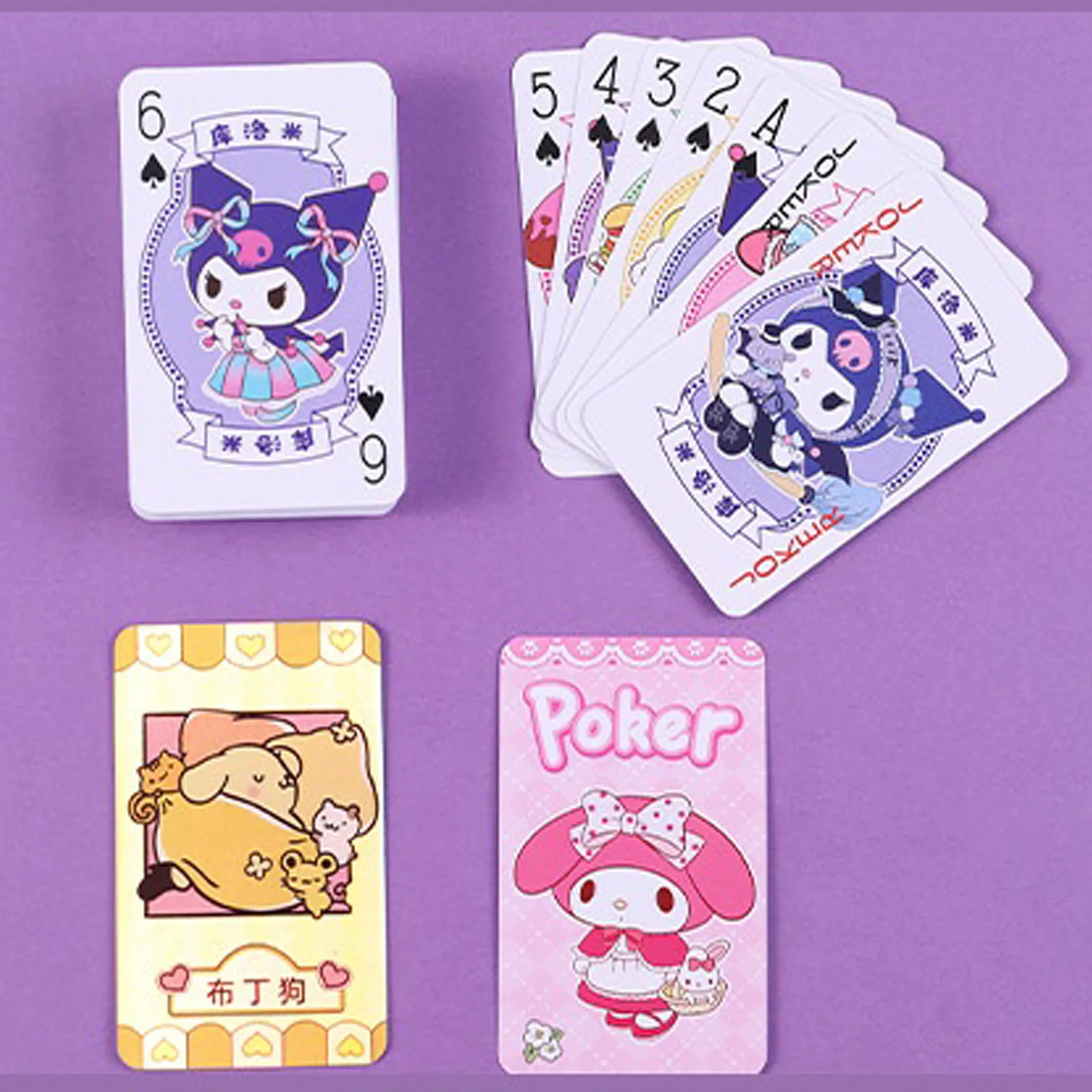 Juego de cartas Mini Sanrio Cinnamoroll Hello Kitty Kuromi Poker, juego de mesa, baraja de cartas, fiesta, juguetes para niños, juego de mesa, 20 cajas por juego