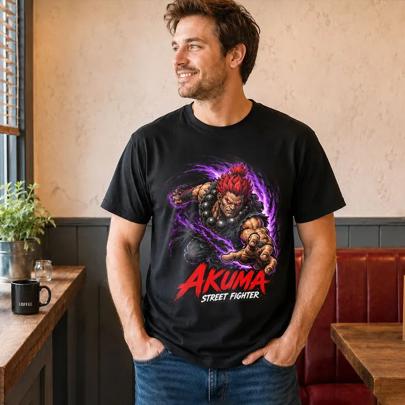 Akuma Street Fighter T shitr Cool Anime Gamer Gift 0813 Retro Arcade Fighting Game Tee Hadouken World Warriors Unisex Top S-6XL