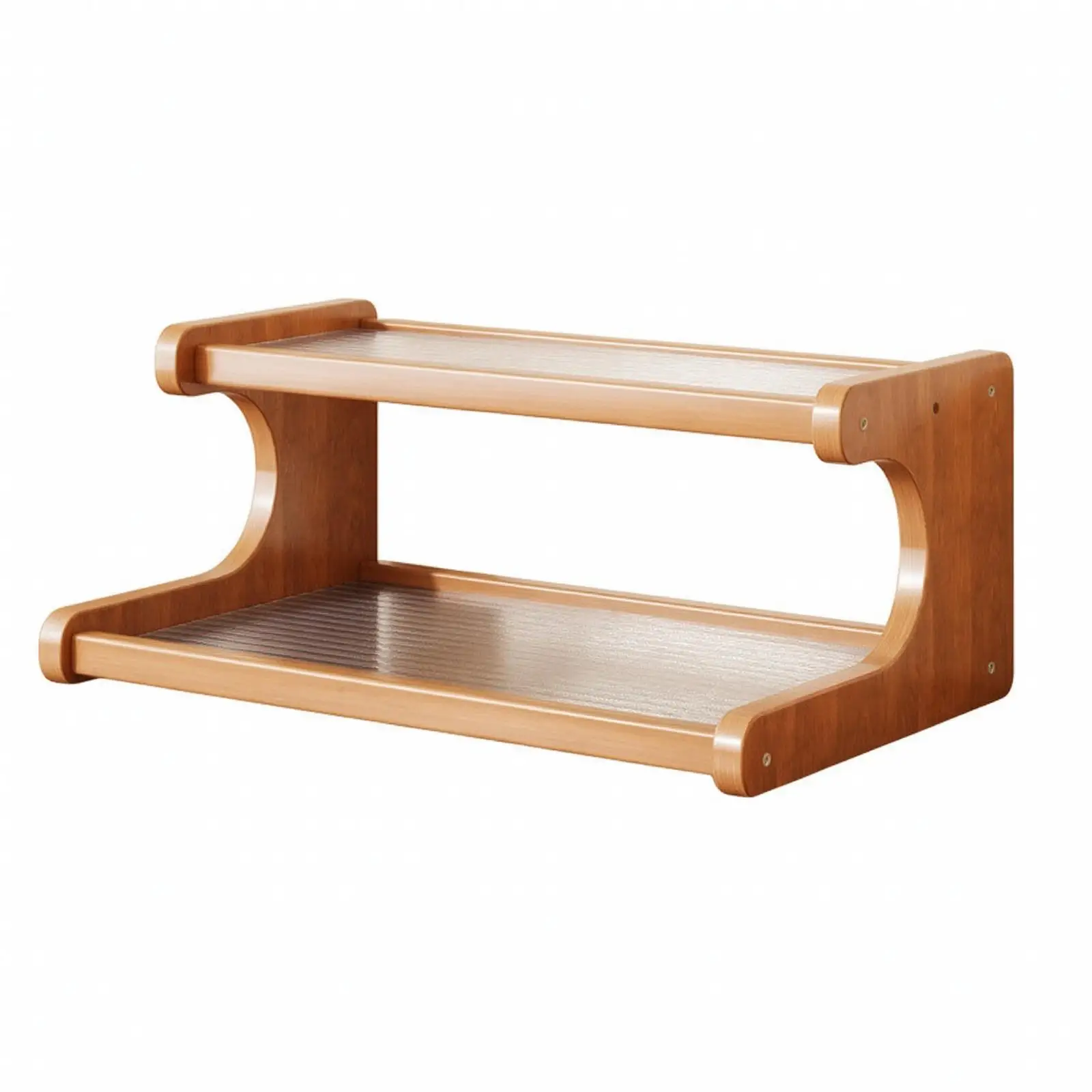 Bamboo Tea Rack Multi Tier Storage Shelf for Kettle Cups Desktop Display Organizer with Raised Front Rails for Home Kitchen