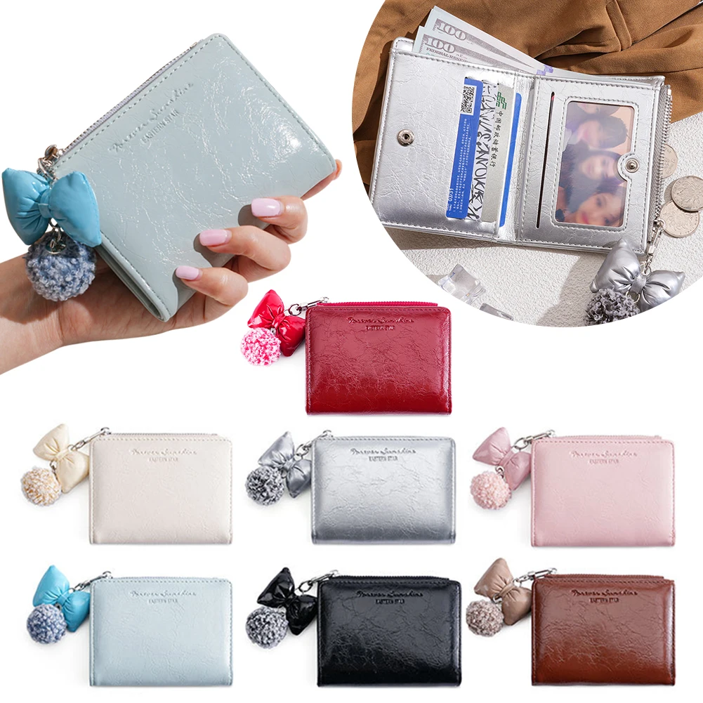

Women's Wallet With Bowknot Pendant,Fashion Female Coin Purse,Waterproof Card Case,Soft PU Leather Coin Purse Card Holder