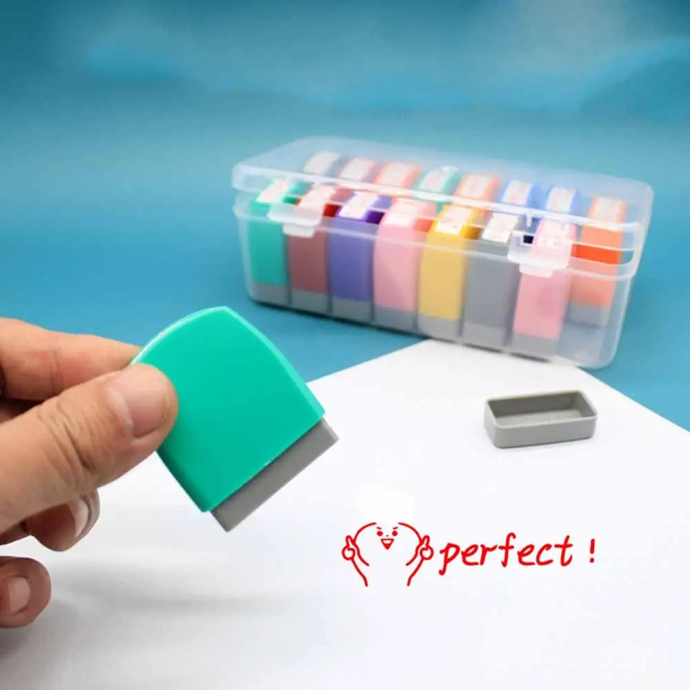 ختم التشجيع بالحبر الذاتي ، ختم التعليق باللغة الإنجليزية ، أداة التدريس ، الفصل حساس للضوء ، ختم المكافأة ، لعبة هدية للأطفال #2