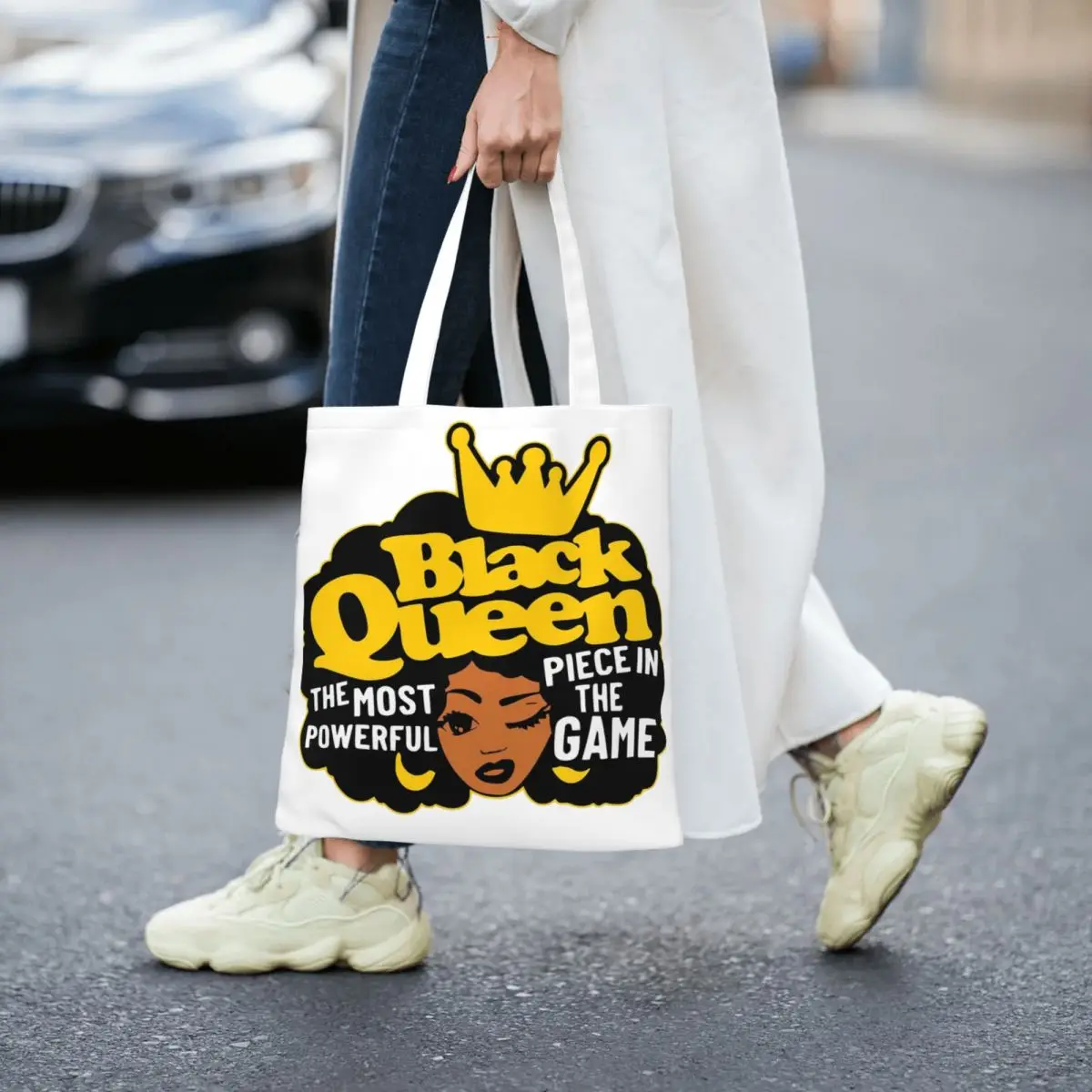 Black Queen Juneteenth Gift Canvas Tote Bag Simple style Large Capacity Black Woman Black Magic Fashion Bag for Unisex