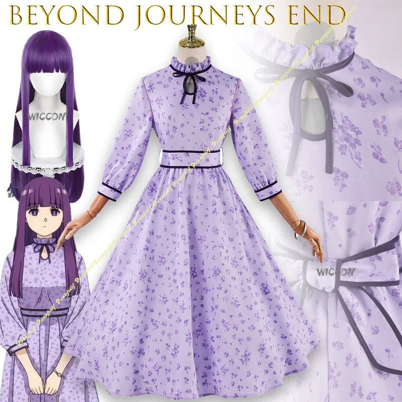 

Frieren Fern Purple Floral Lolita Princess Dress Cosplay Costume Anime Gothic For Women Purple Dress Daily Halloween Party Cos