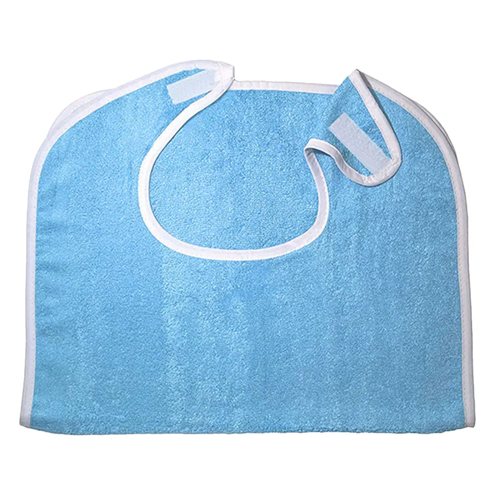 

Light Blue Elderly Bib Waterproof Adult Drool Bibs Adjustable Closure Reusable Clothing Protector for Men Women Patient Care
