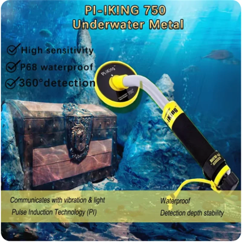 PI750 Handheld Underground Waterproof Metal Detector For Diving, Searching For Rings, Necklaces, Security Checks, And Positionin