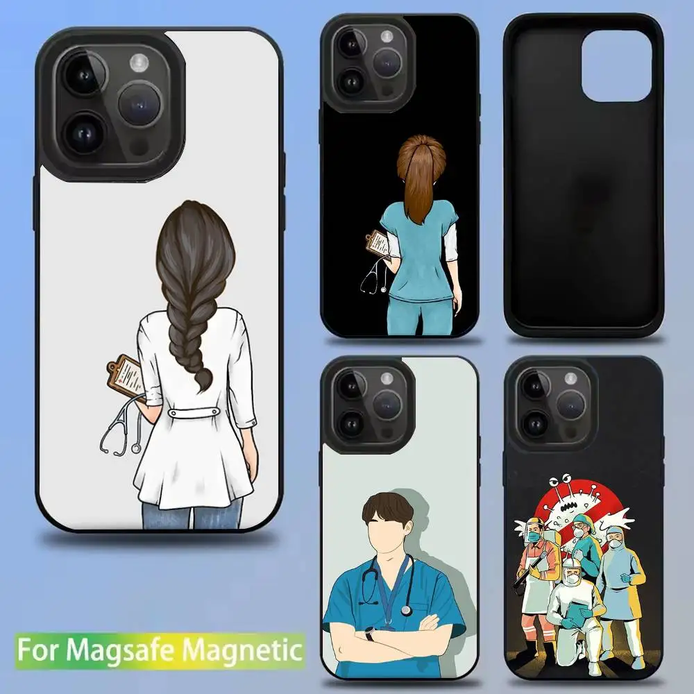 

N-Nurse Cartoon Doctors Phone Case For iPhone 17,16,15,14,13,12,11,Pro,Max,Plus,Mini,SE New Magsafe Magnetic Wireless Charging