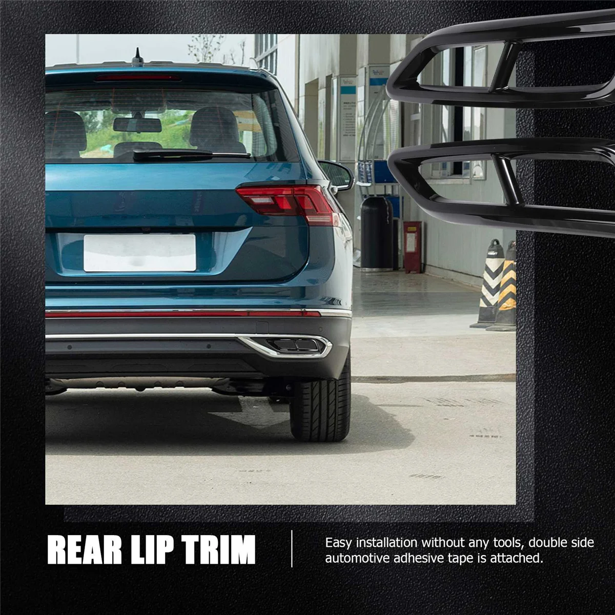 

Reliable-Car Rear Bumper Exhaust Muffler Tail Pipe Trim Sticker for Tiguan L 2022-A61E