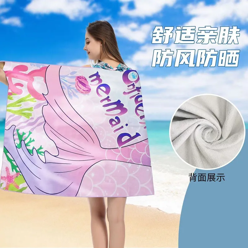 Microfiber Printing Beach Towels Absorbent Quick Dry Yoga Swimming Resort Mountain Climbing Sun Protection Towel Travel  Portabl