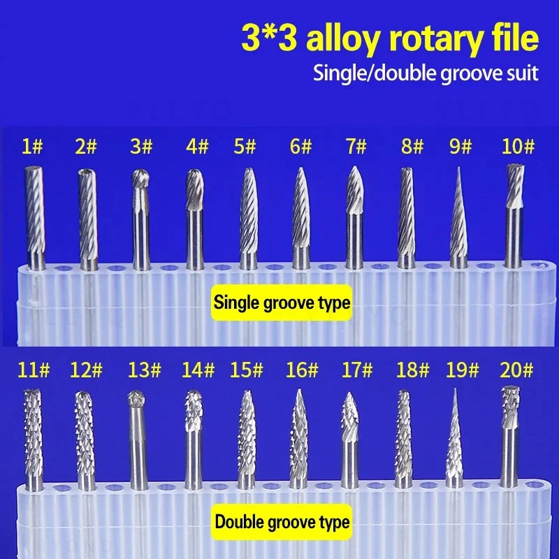 Carbide Grinding Head 3MM Carbide Burrs Sets Mini Drill Diamond Burs Material Dremel Accessories CNC Tools