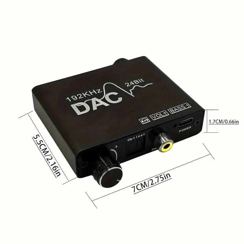 YKDAWN Digital to Analog Converter 192kHz DAC Volume Control Digital Coaxial SPDIF Toslink toAnalog Stereo RCA3.5mm Jack Audio