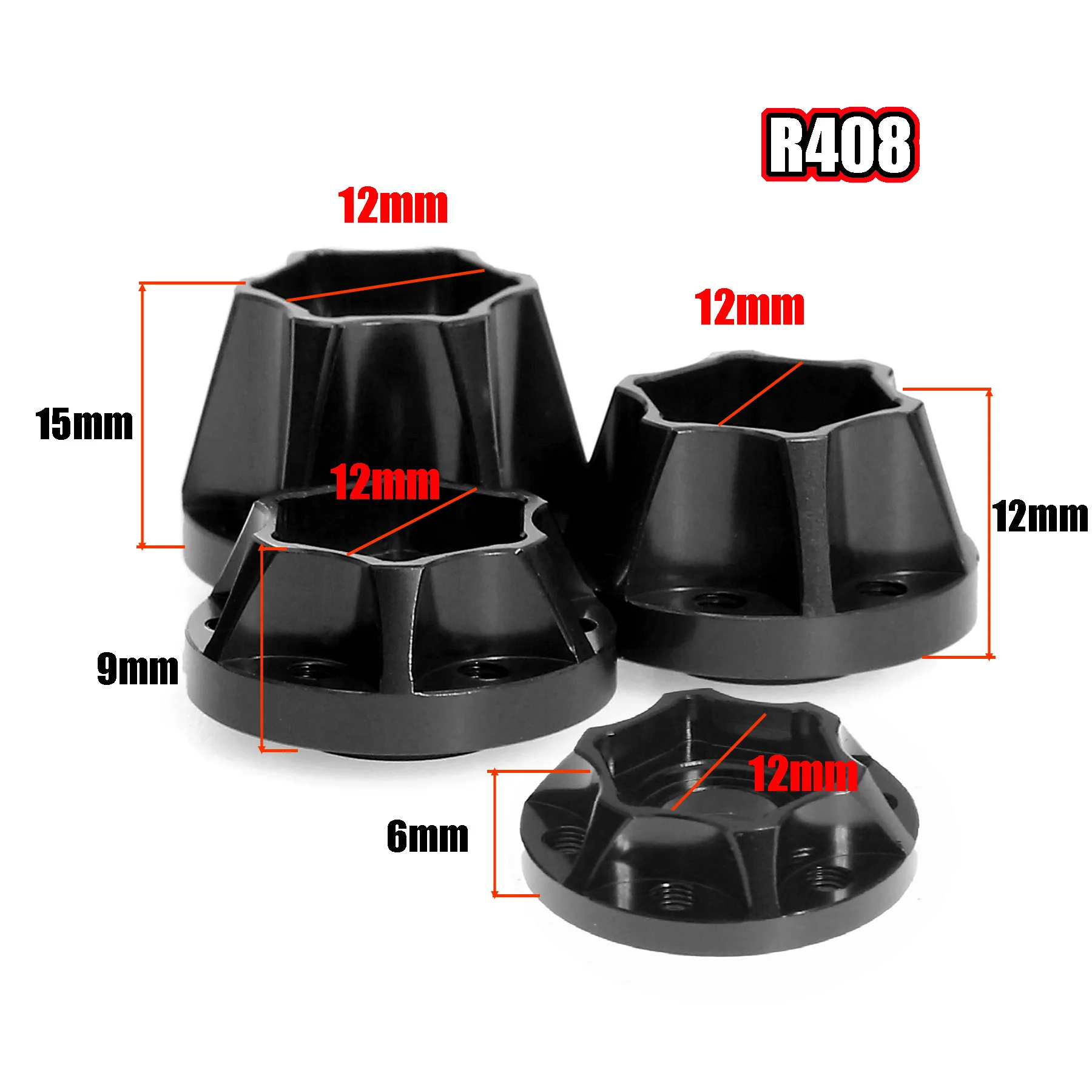 Combinateur d'extension de moyeux hexagonaux de roue RED SPIDER 6/9/12/15mm pour Tamiya CC01 D90 Axial SCX10 Traxxas TRX4 1.9 ou 2.2 pouces
