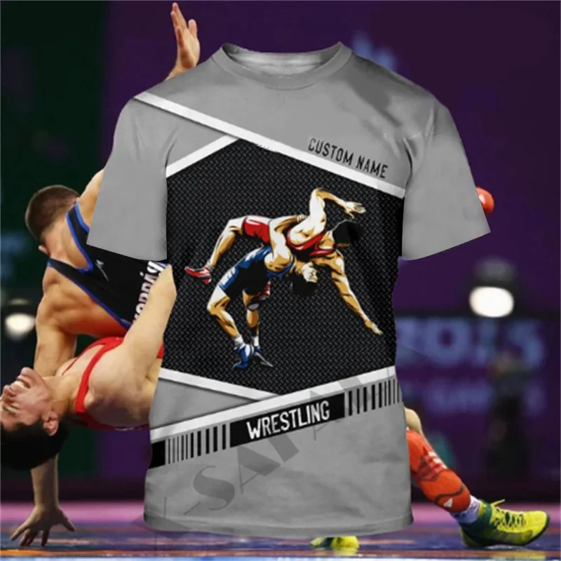 2024 Men\'s 3D Printed Crew Neck Short Sleeve T-Shirt Humorous Casual Fashion Print Taekwondo Wrestling Loose And Comfortable