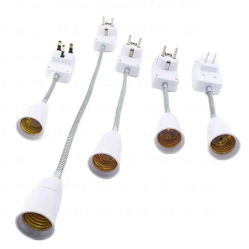 EU/UK Plug Flexible Extend E27 Light Lamp Bulb Extension Converter Adapter Wall Lamp Socket Base Holder 23cm-53cm B4