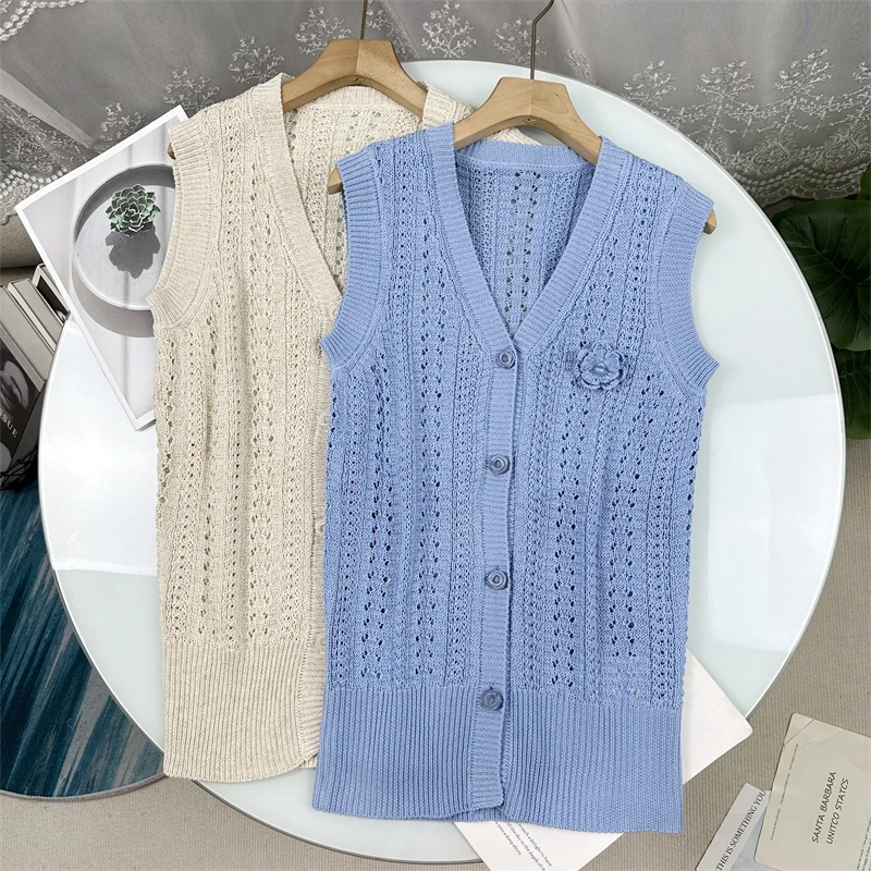 

Женский жилет из смесовой ткани с вырезами, осенняя новинка 2025 года, удобный крой, туника с пуговицами