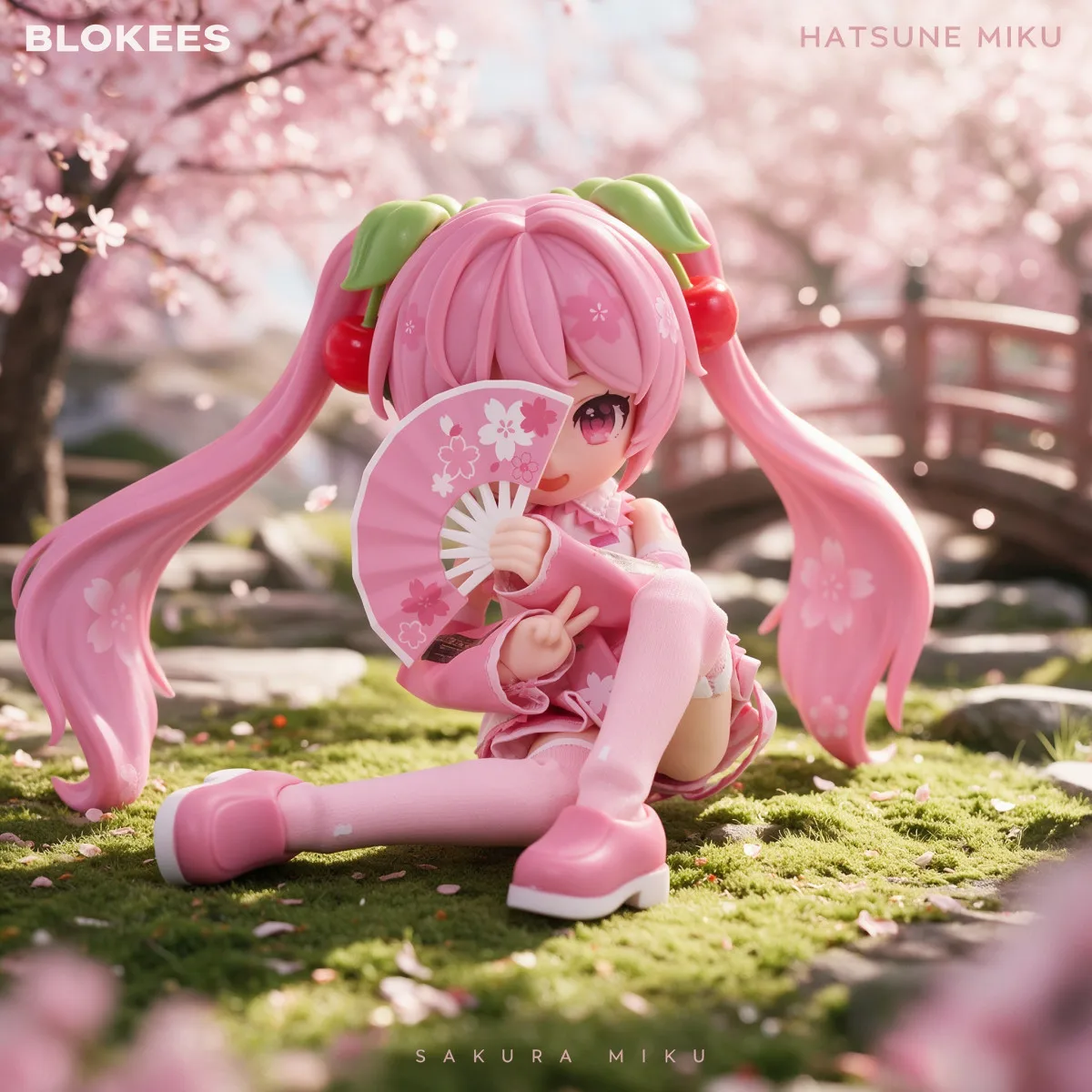 Genuine Blokees Q Version Hatsune Miku Sakura Miku Action Figure Joint Mobility Anime Assembly Figurine Doll Collection Modle