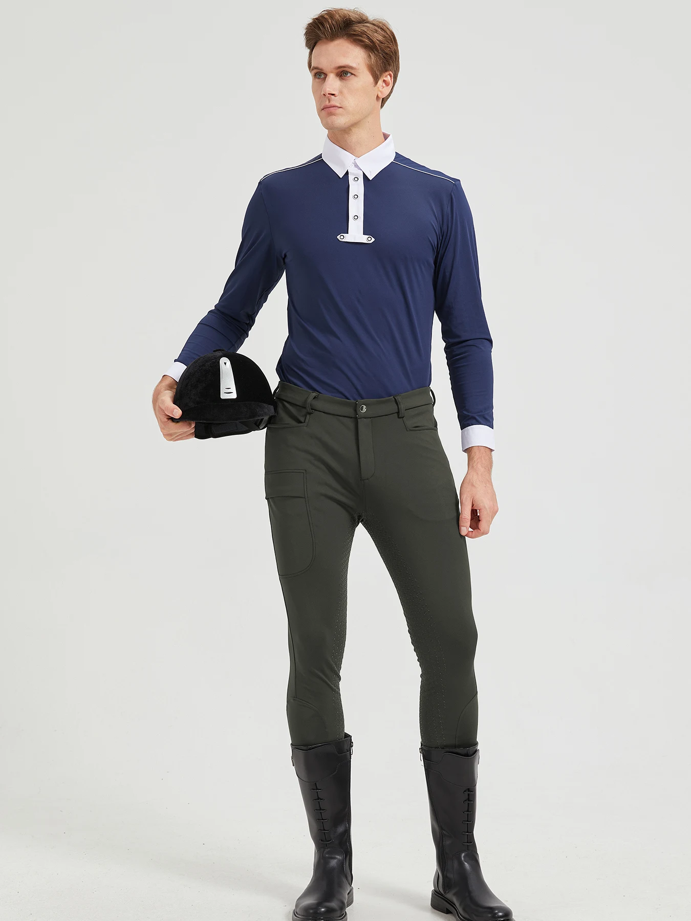 Pantaloni da equitazione da uomo professionali Equestrian High Elastici Slim Fit Qui Dry antiscivolo Full Glue Primavera Autunno Inverno Adu...