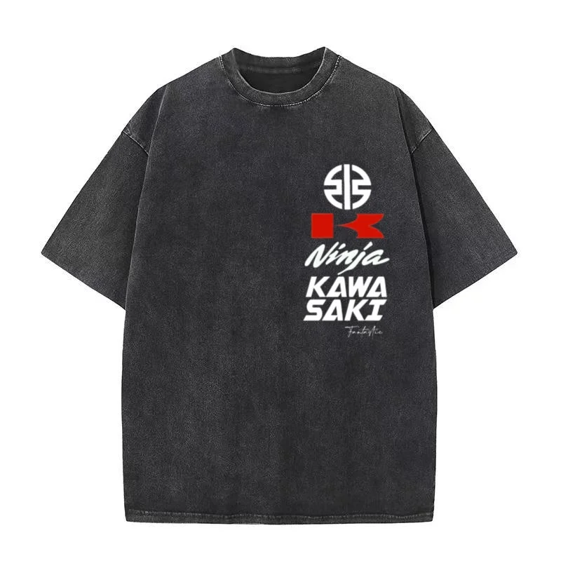 

Kawasaki Motorcycle Enthusiasts Short sleeved T-shirt Men's and Women's Full Cotton Half sleeved T-shirt Top Clothing