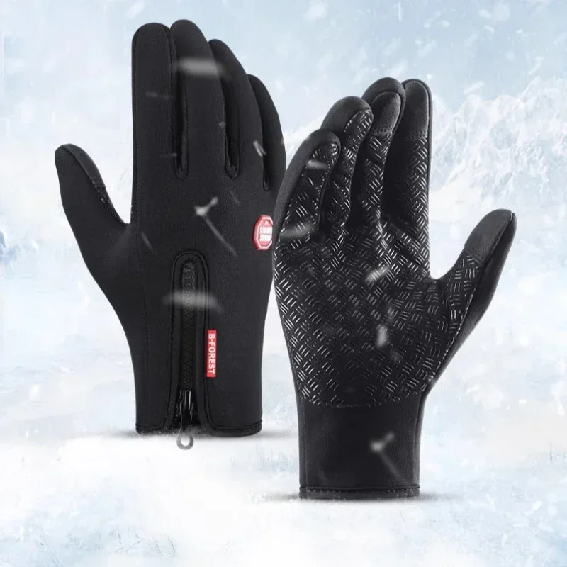 Autumn Winter Motorbike Gloves Women Windproof Anti-slip Touchscreen Fleece Keep Warm for Work Gloves Men Sports Bike