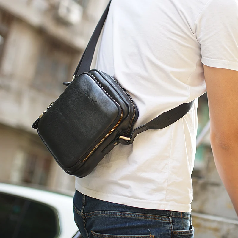 Imagem -06 - Sapateiro Lenda-bolsa de Couro Genuíno Masculina Bolsa Tiracolo Macia Casual