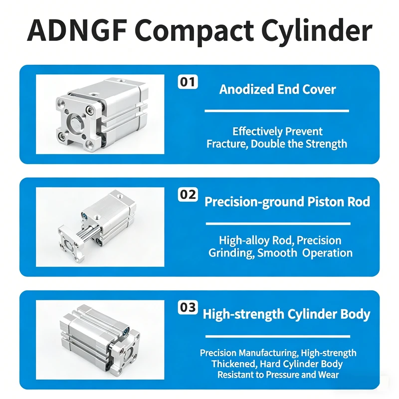 Compact cylinder ADNGF Series ADNGF12-5-P-A ADNGF16-100-P-A ADNGF20-20-P-A ADNGF25-30-P-A ADNGF32 40 50 63 80-125-P-A