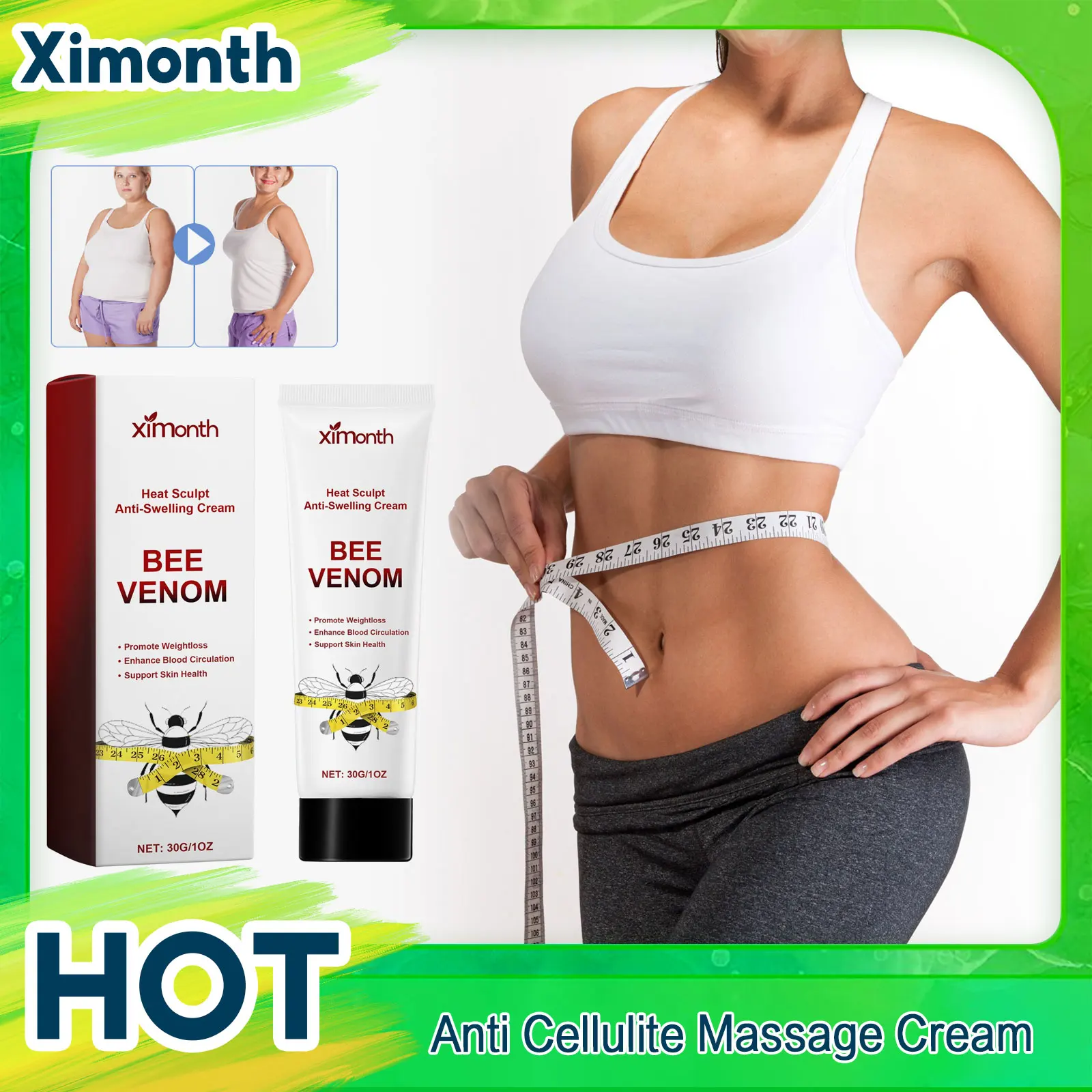 Anti Cellulite Massage Cream Belly Arm Leg Fat Burner Thigh Firming Tummy Tightening Thin Waist Body Shaping Slimming Ointment