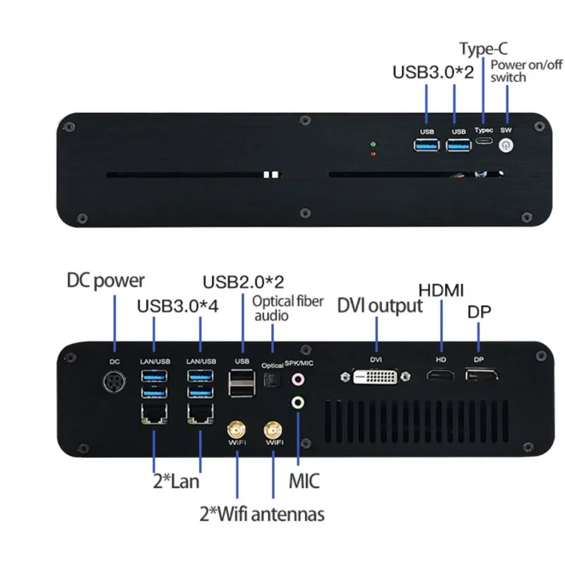 

Gaming Mini PC Core i7 7700HQ Dedicated GTX1060 3G Graphic Silent Cooling Fan 2 LAN 4K HD2.0 DP DVI Mini Desktop Computer HOT SA